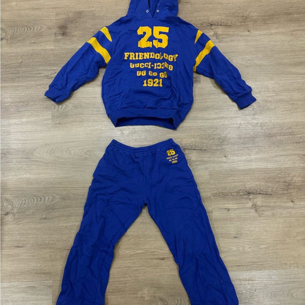 Gucci Blue and Yellow Kids Sweatpants & Hoodie Set